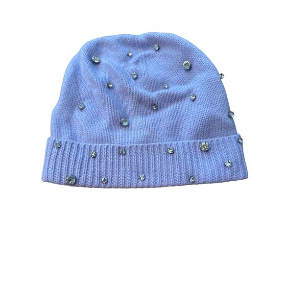 Brand New Cashmere Charter Club Women's One Size Blue Orchard Studded Beanie Hat - Picture 3 of 8